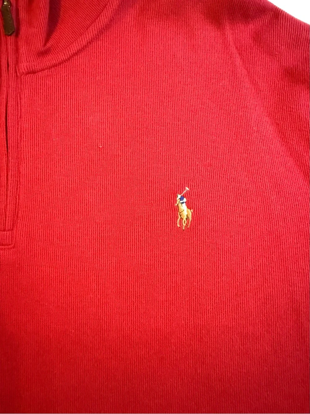 Polo Ralph Lauren Sweater Mens XXL Red Estate Rib 1/4 Zip Mock Neck Pullover